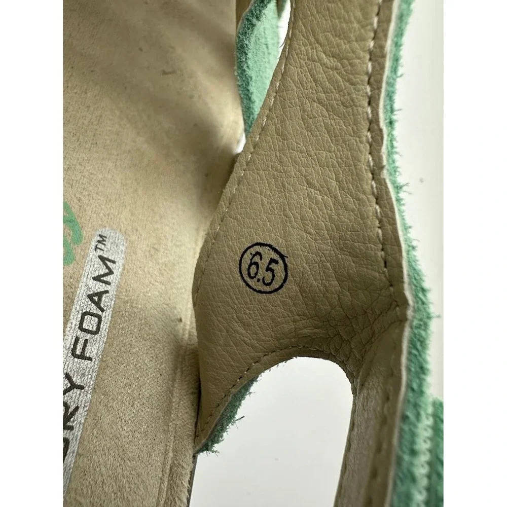 Skechers Parallel‎ Mint Green Suede Memory Foam Wedge Sandals Womens 6.5